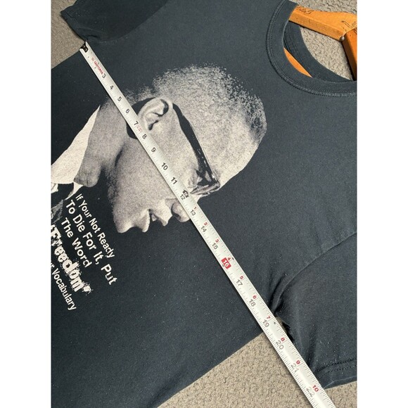 Vintage Y2K Malcolm X By Any Means Necessary Speech T-Shirt Medium Faded Black - Picture 11 of 13